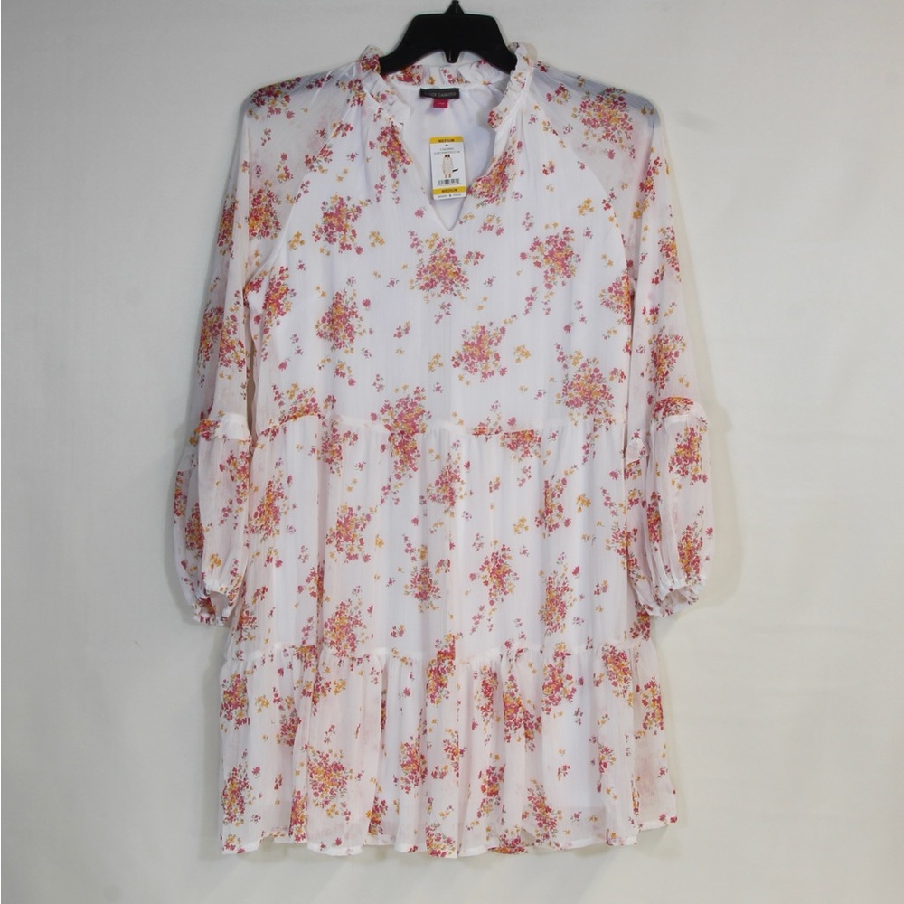 Vince Camuto Lightweight Ivory Pink Three Tier Mini Fashion Dress NWT